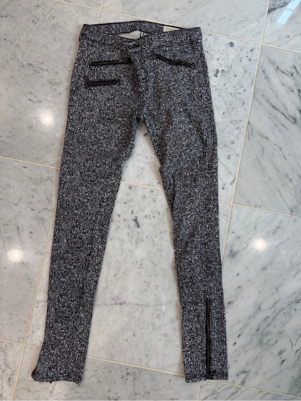 rag & bone Black and White Tweed Skinny Pants